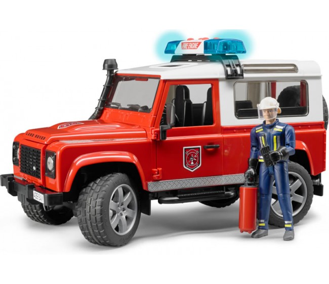 Внедорожник Bruder Land Rover Defender Station Wagon - Пожарная с фигуркой  